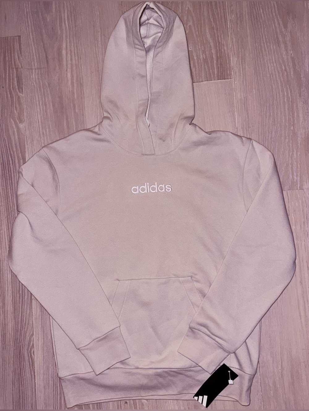 Adidas Essentials Linear Fleece Hoodie L (14/16) Wonder Alumina NWT